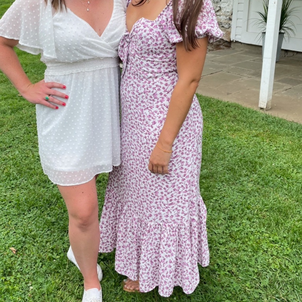Cotton Candy Pink Floral Midi Dress